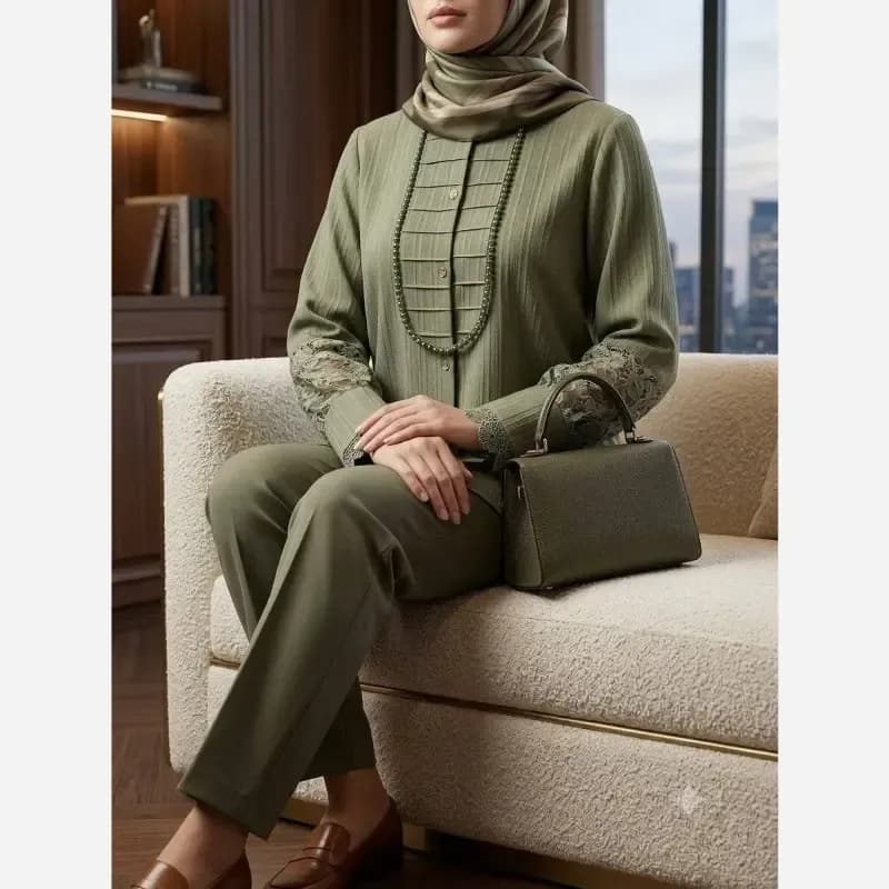 شومیز زنانه مدل آیجان جنس پارچه توکی سایز 36 تا 56 — تصویر ۴
