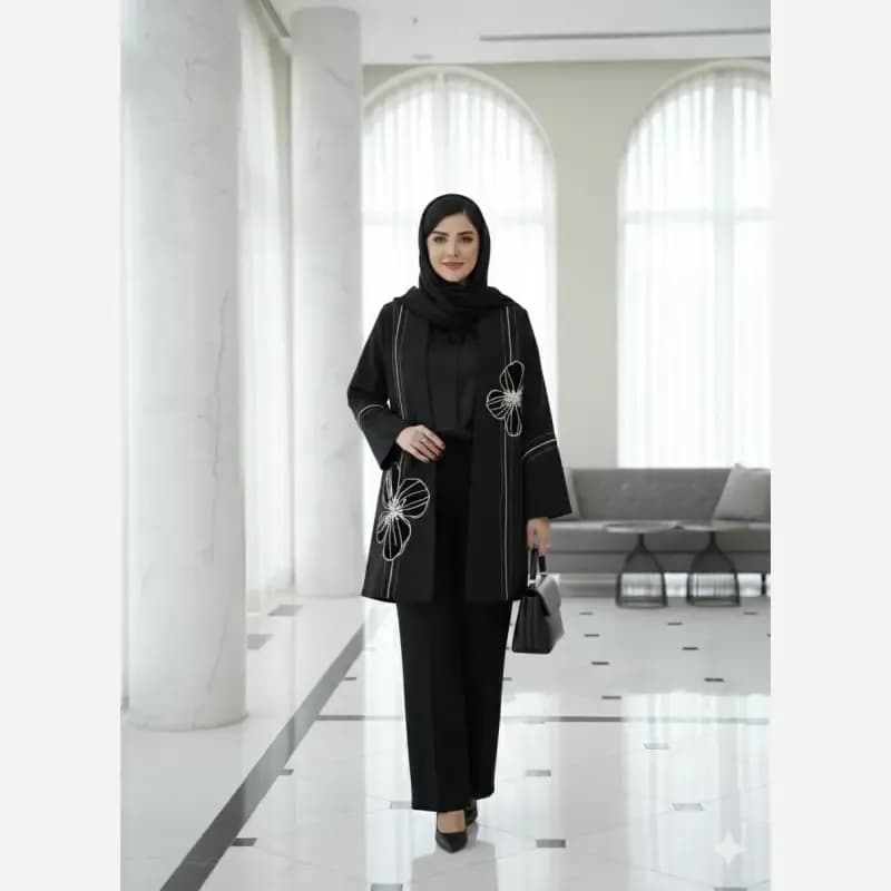 مانتو زنانه کرپ مازراتی تیکه دوزی مدل میرا قد 80 — تصویر ۲