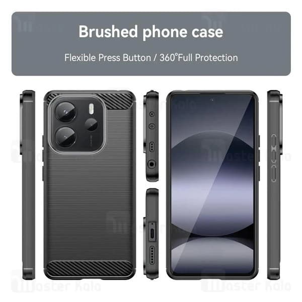 قاب فیبر کربنی شیائومی Xiaomi Redmi Note 14 4G Rugged Armor Fiber Carbon — تصویر ۳