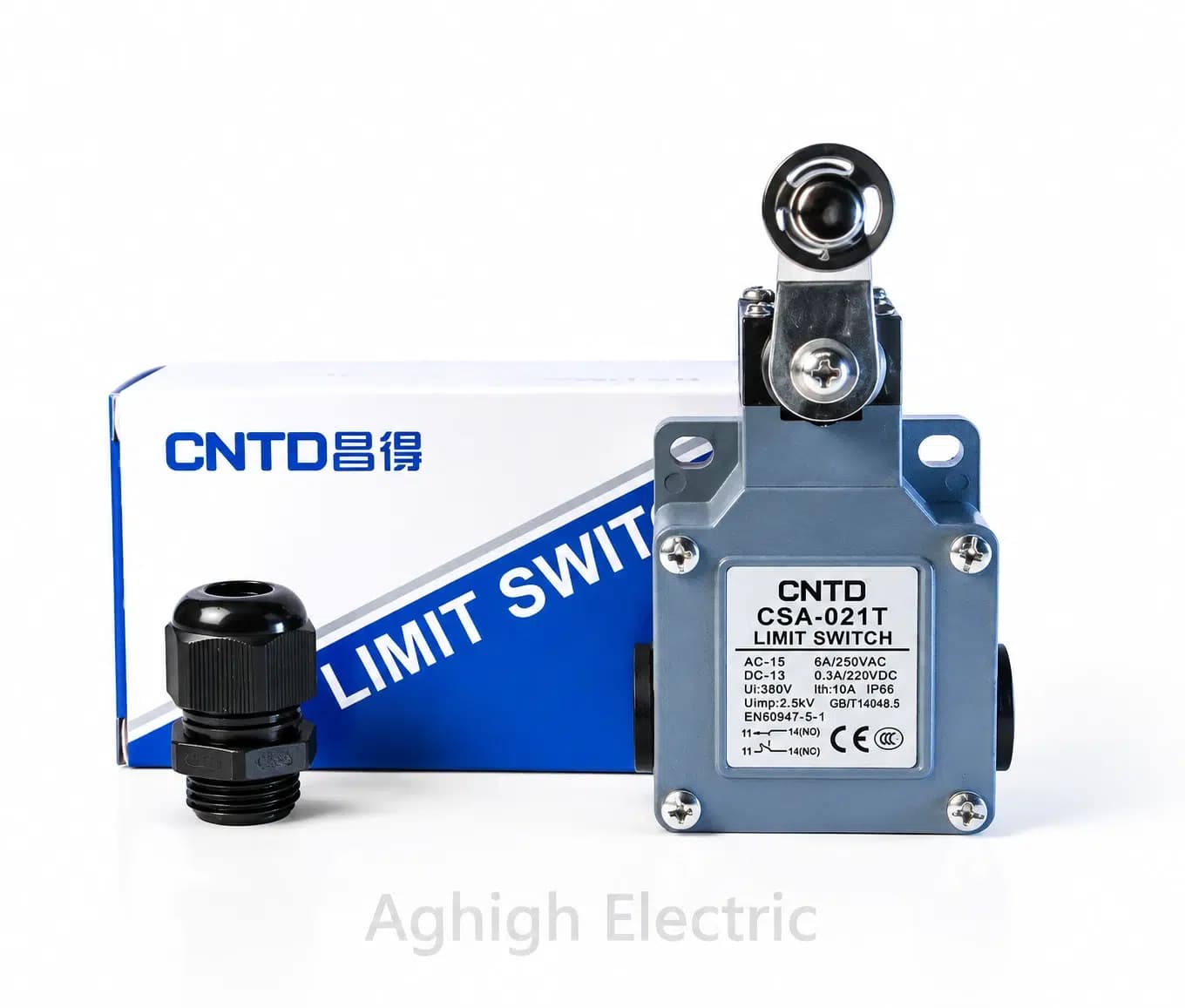 لیمیت سوئیچ فشاری اهرم قرقره دار CNTD مدل CSA-021T تیپ 1NO+1NC ضدآب