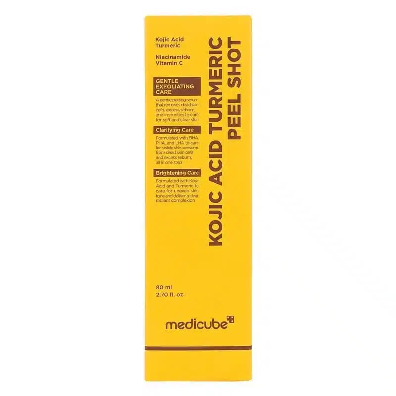 سرم لایه بردار و روشن کننده مدی کیوب Medicube حاوی کوجیک اسید و زردچوبه مدل Kojic Acid Turmeric Peel Shot (80 میل) — تصویر ۲