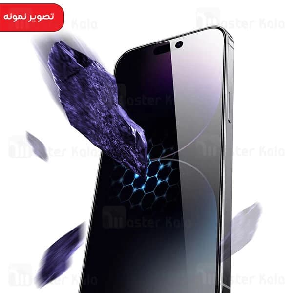 گلس حریم شخصی تمام صفحه تمام چسب آیفون گرین لاین Apple iPhone 15 Pro Green Lion 9H Steve Privacy — تصویر ۲