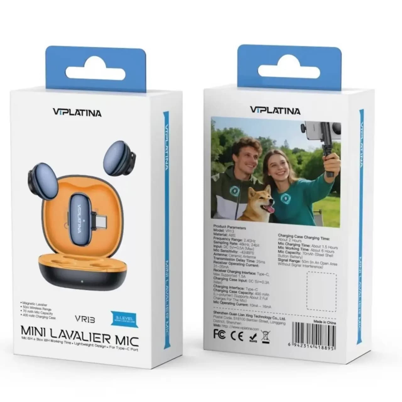 میکروفون بی سیم VIPLATINA Type-C مدل VR13 – مشکی (گارانتی شش ماه تعویض نیکان همراه) — تصویر ۴