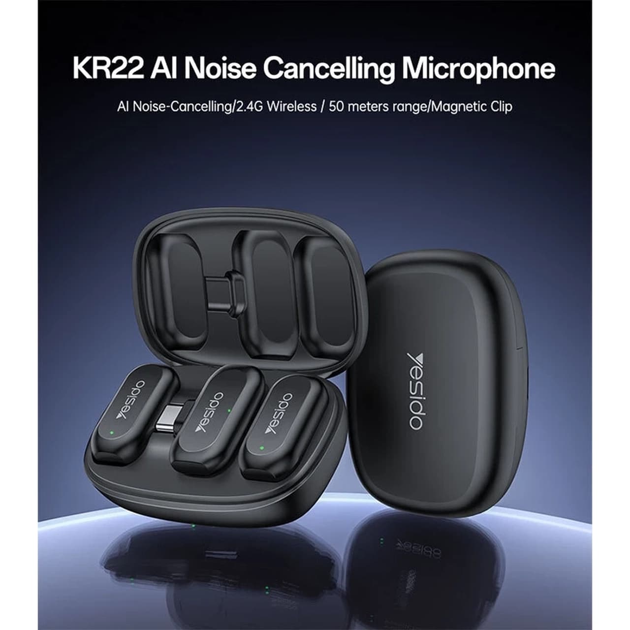 میکروفون بی سیم Yesido Type-C مدل KR22 – مشکی (گارانتی شش ماه تعویض نیکان همراه) — تصویر ۸