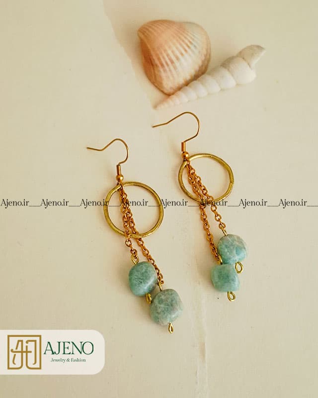 گوشواره سنگ آمازونیت اصل طرح هامون — تصویر ۳