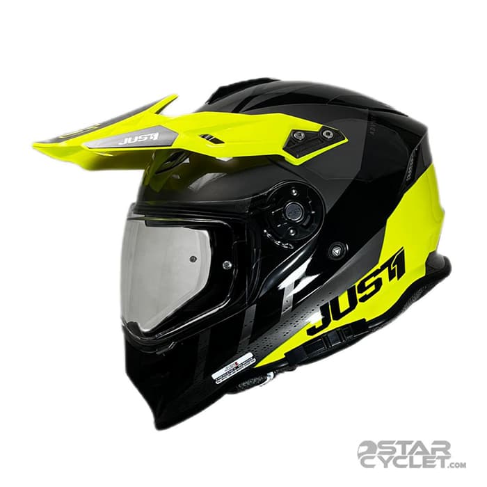 کلاه کاسکت ادونچری جاست وان مدل J34 WHITE-FLUO-YELLOW-BLACK — تصویر ۲