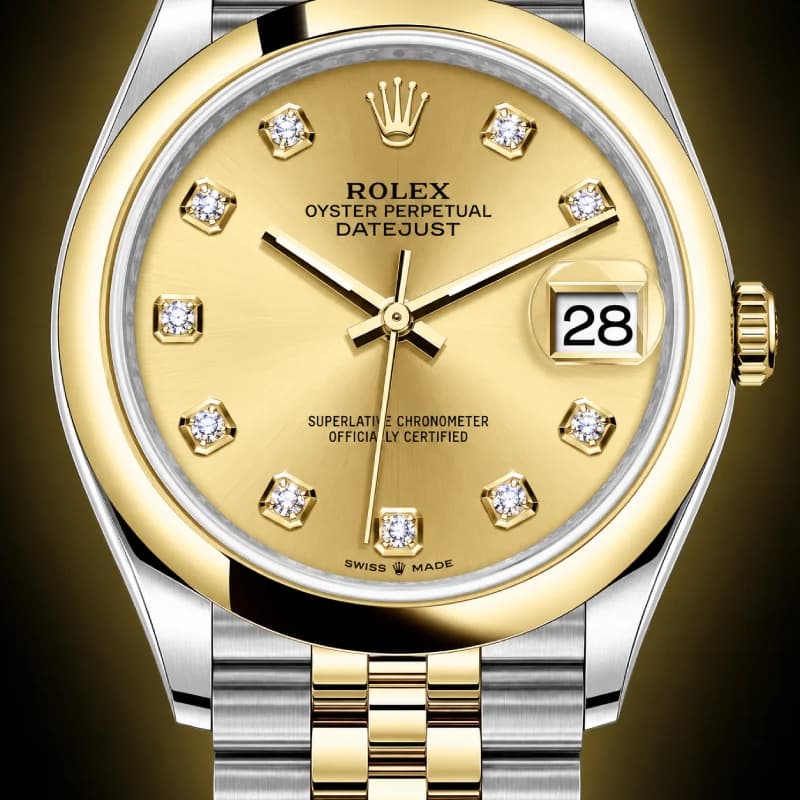 رولکس Datejust 36 شامپاینی نگیندار دو رنگ | رفرنس M126203-0017 — تصویر ۲