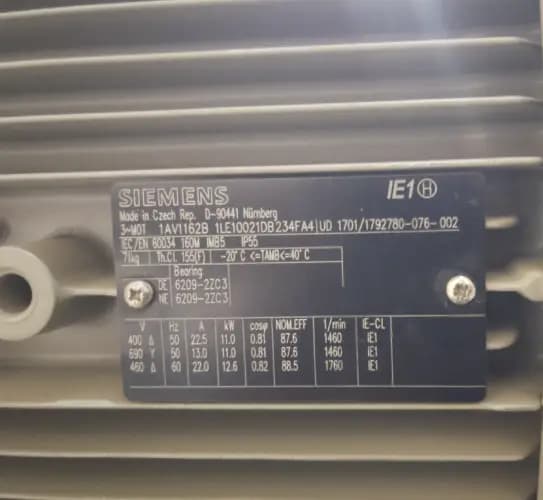 الکتروموتور زیمنس Siemens سه فاز 11 کیلووات 1500 دور B35 — تصویر ۵