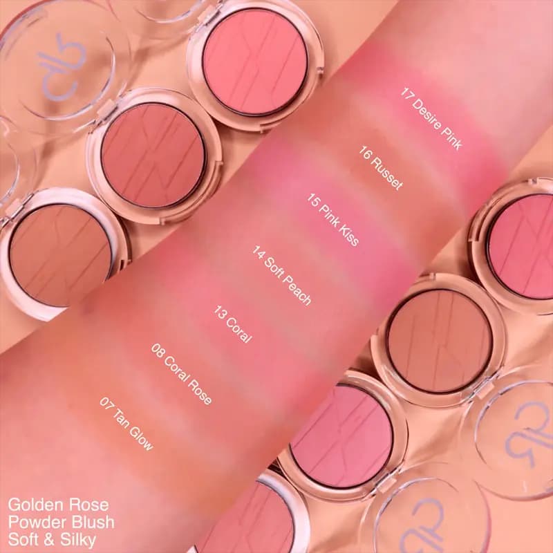 رژ گونه پودری گلدن رز Golden Rose مدل Soft and Silky رنگ 13 Coral حجم 7 گرم (اصل – ترکیه) — تصویر ۳
