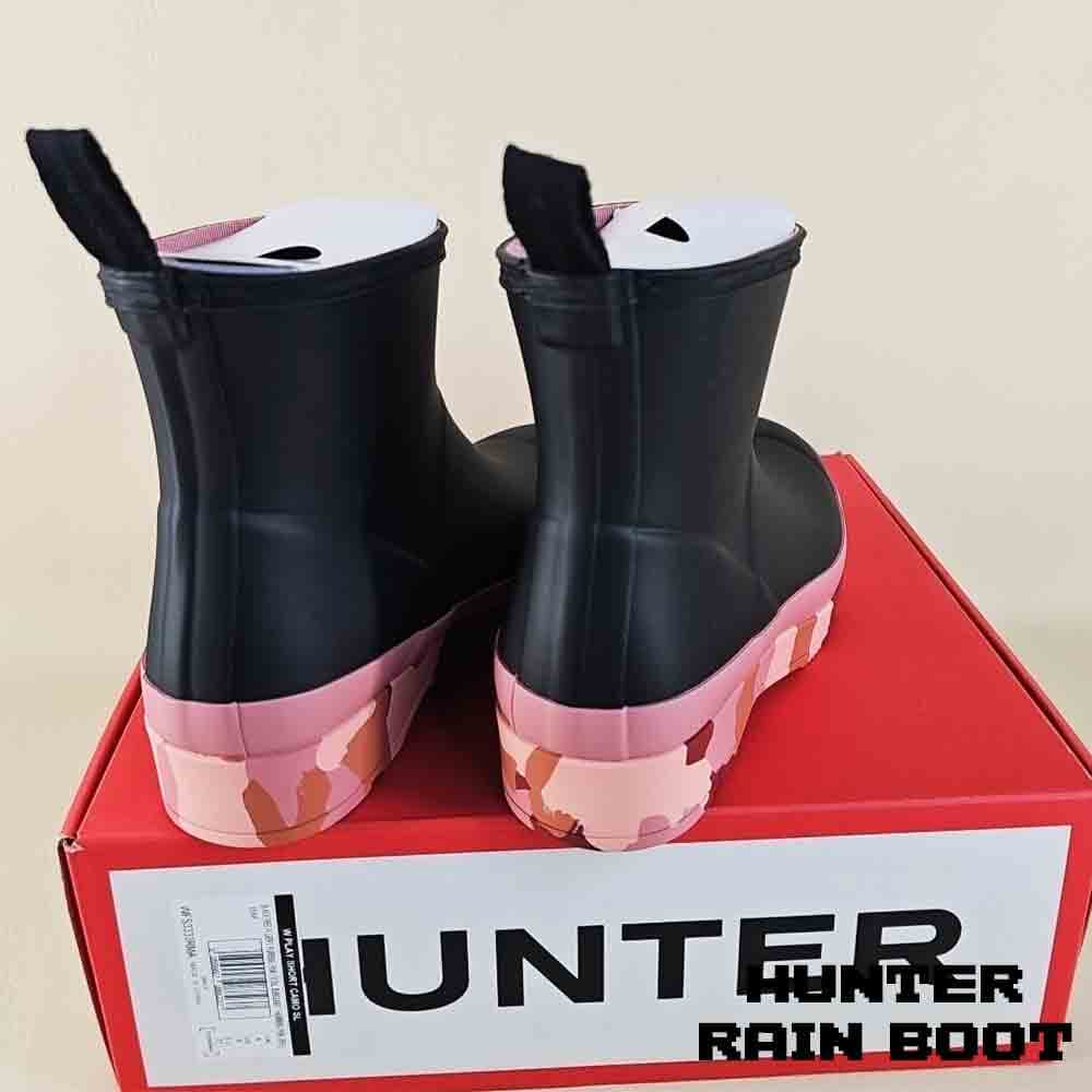 بوت هانتر زنانه ساق کوتاه مشکی صورتی Hunter Original Rain Women’s Short Boots Black Pink — تصویر ۴