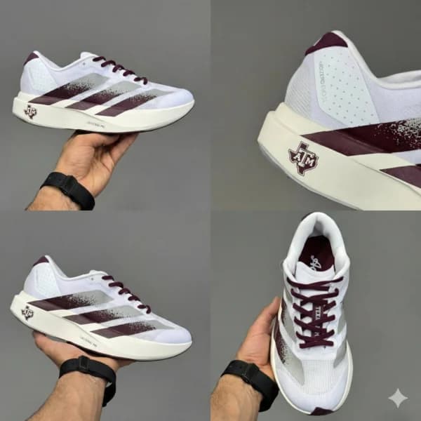 آدیداس آدیزیرو سفید زرشکی خاکستری adidas Adizero Evo SL Texas A&M JQ4566 — تصویر ۲