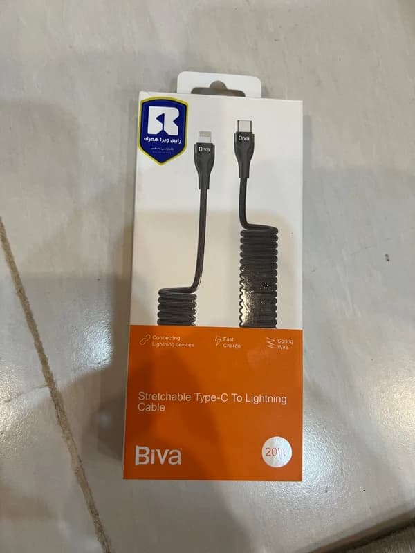 کابل لایتنینگ به Type-C فنری بیوا Biva C-25CL Stretchable توان 20 وات — تصویر ۴