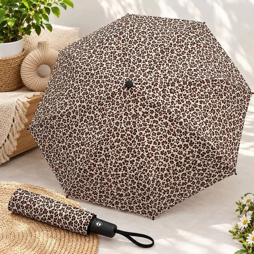 چتر تاشو فول اتومات ضدباد طرح پلنگی و خرید اقساطی — تصویر ۸
