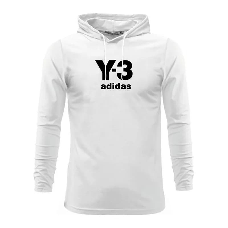 تیشرت آستین بلند مردانه طرح Y3 مدل U4789 کلاه دار نخی اعلا در دو رنگ مشکی و سفید سایز L XL 2XL — تصویر ۲