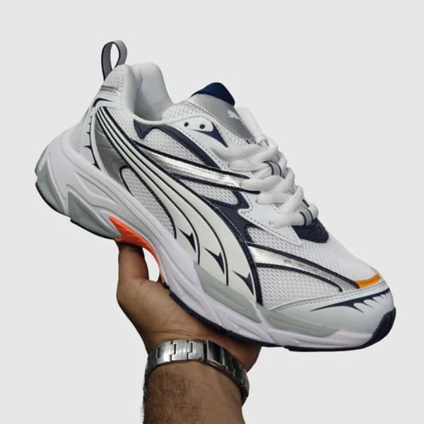 پوما مورفیک متالیک سفید طوسی آبی PUMA Morphic Feather Grey Inky Blue