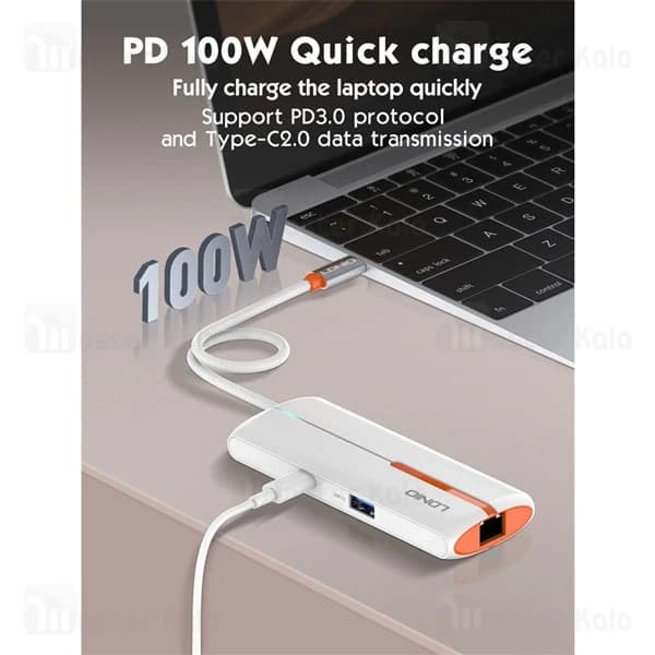 هاب 6 پورت تایپ سی الدینیو LDNIO DS-26U توان 100 وات — تصویر ۸