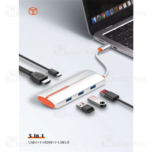 هاب 5 پورت تایپ سی الدینیو LDNIO DS-25H توان 100 وات — تصویر ۳