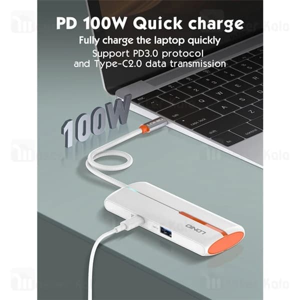 هاب 5 پورت تایپ سی الدینیو LDNIO DS-25U توان 100 وات — تصویر ۵