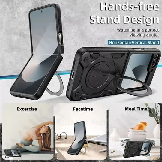 قاب ضد ضربه مگنتی سامسونگ Samsung Galaxy Z Flip6 Magnetic Support Case دارای محافظ دوربین — تصویر ۸