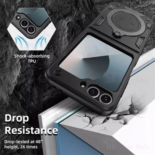 قاب ضد ضربه مگنتی سامسونگ Samsung Galaxy Z Flip6 Magnetic Support Case دارای محافظ دوربین — تصویر ۵