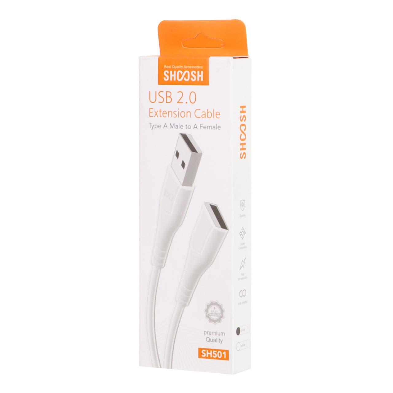 کابل افزایش طول 50 سانتی Shoosh USB2.0 مدل SH501 – سفید – SMO — تصویر ۲