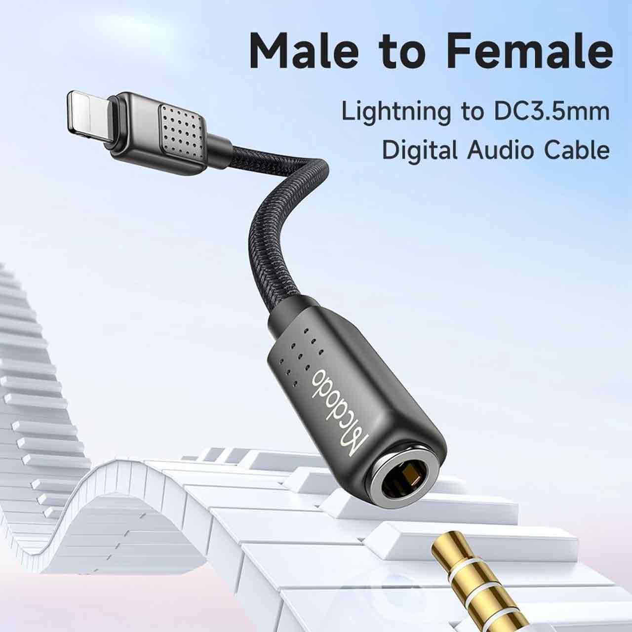 تبدیل Lightning به جک 3.5 میلیمتری Mcdodo مدل CA-501 – مشکی (گارانتی متین) — تصویر ۴