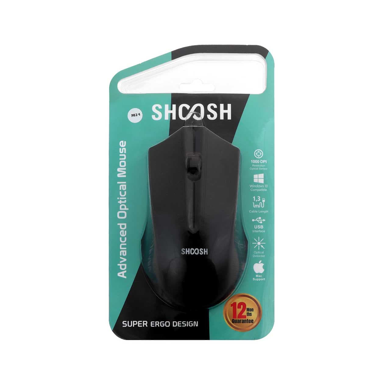 ماوس باسیم Shoosh مدل M24 – مشکی – SMO