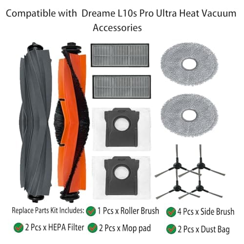 اکسسوری 12 عددی جارو رباتیک مناسب شیائومی دریم مدل های Dreame L10s Pro Ultra Heat Robot Vacuum ( ارسال 10 الی 15 روز کاری ) — تصویر ۳