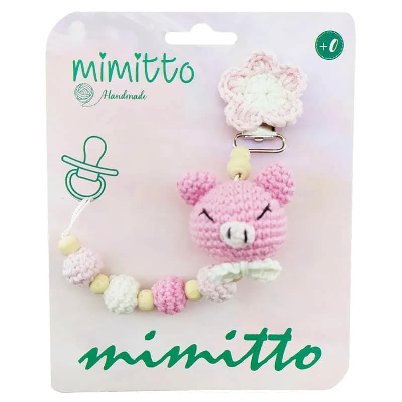 بند پستانک عروسکی بافت صورتی Mimitto — تصویر ۲
