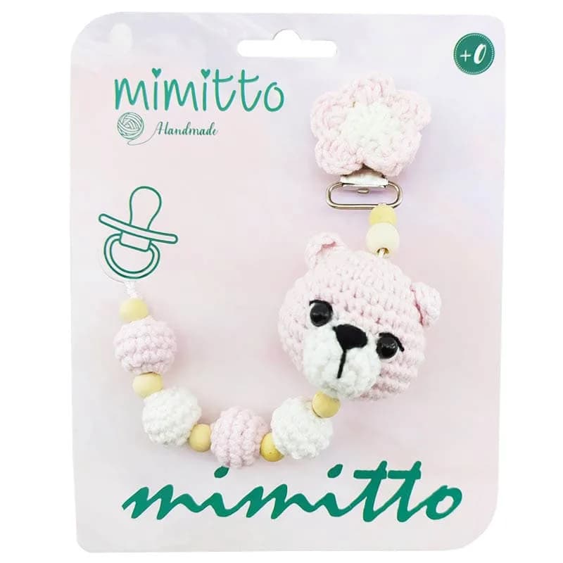 بند پستانک عروسکی بافت صورتی Mimitto — تصویر ۳