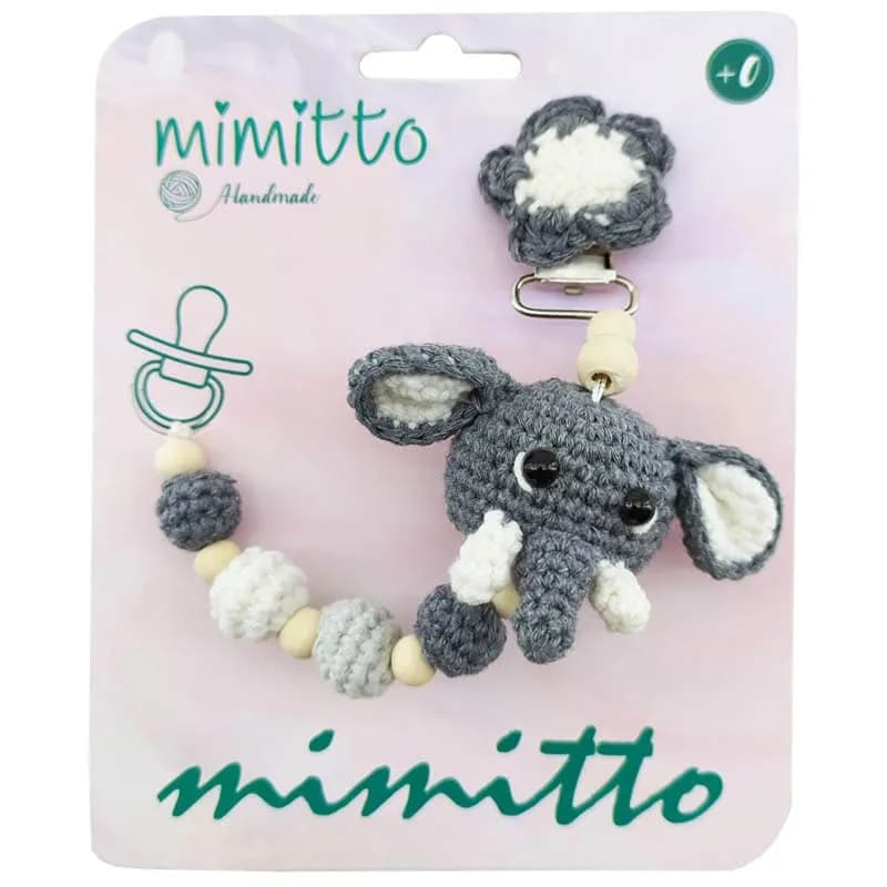بند پستانک عروسکی بافت طوسی Mimitto