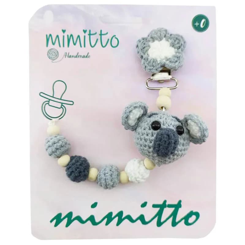 بند پستانک عروسکی بافت طوسی Mimitto — تصویر ۲