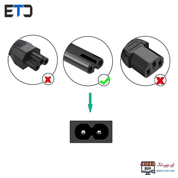 کابل برق آداپتور دو چاک AC Power Cable — تصویر ۶