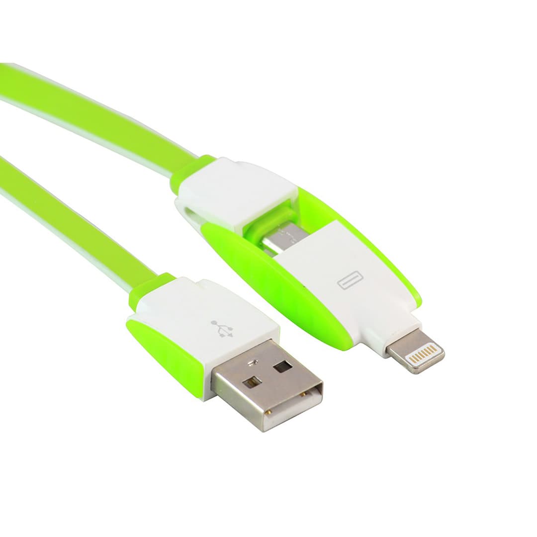 کابل شارژ دو سر USB به Lightning و Micro USB