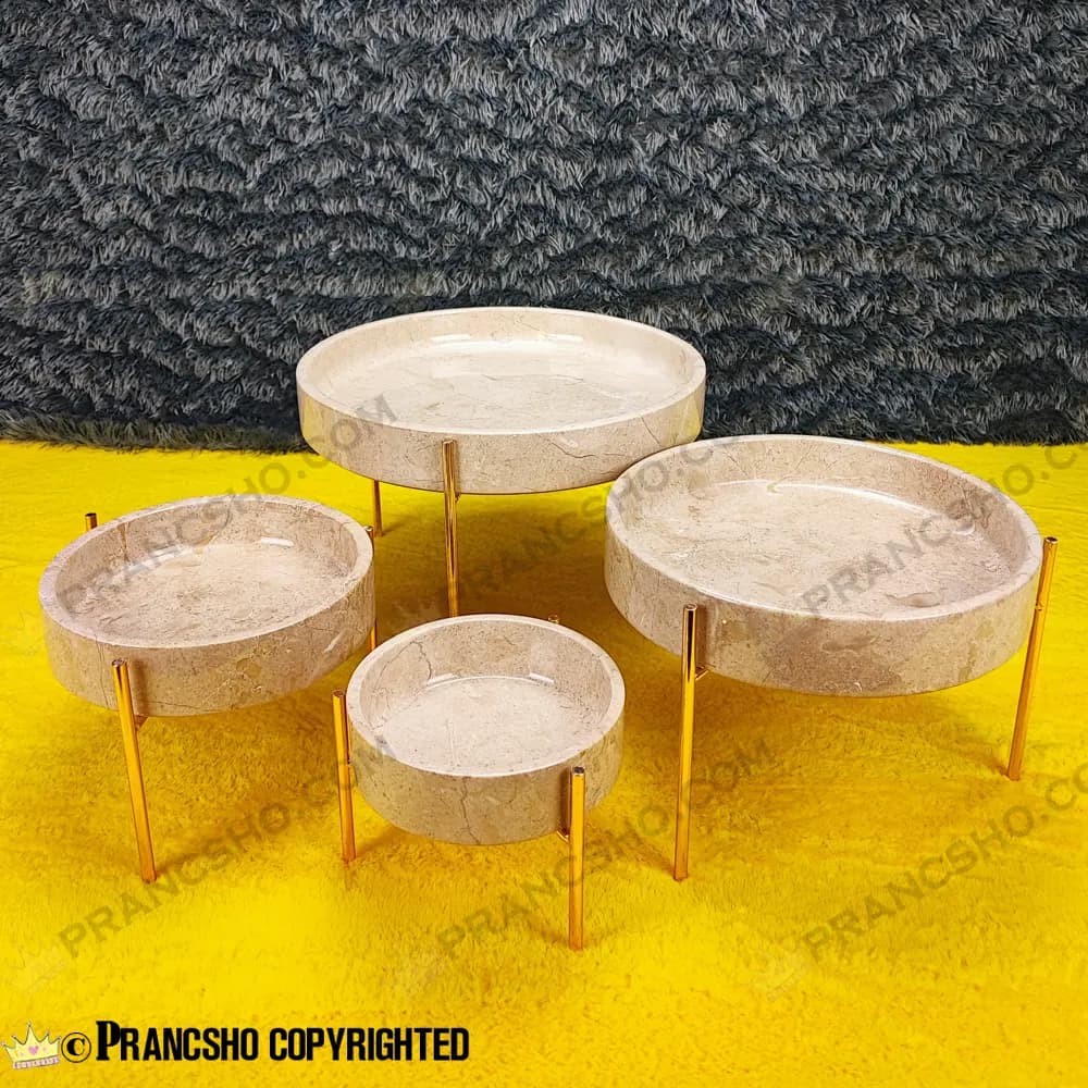 آجیل خوری سنگی پایه میخی طلایی سنگ پارادایس نسکافهای — تصویر ۳