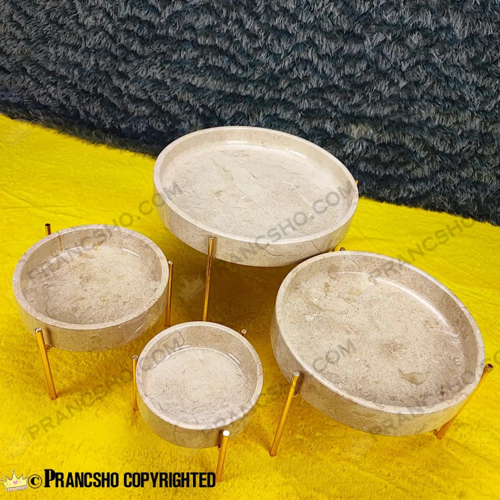 شکلات خوری بزرگ سنگی پایه میخی طلایی سنگ پارادایس نسکافهای — تصویر ۵