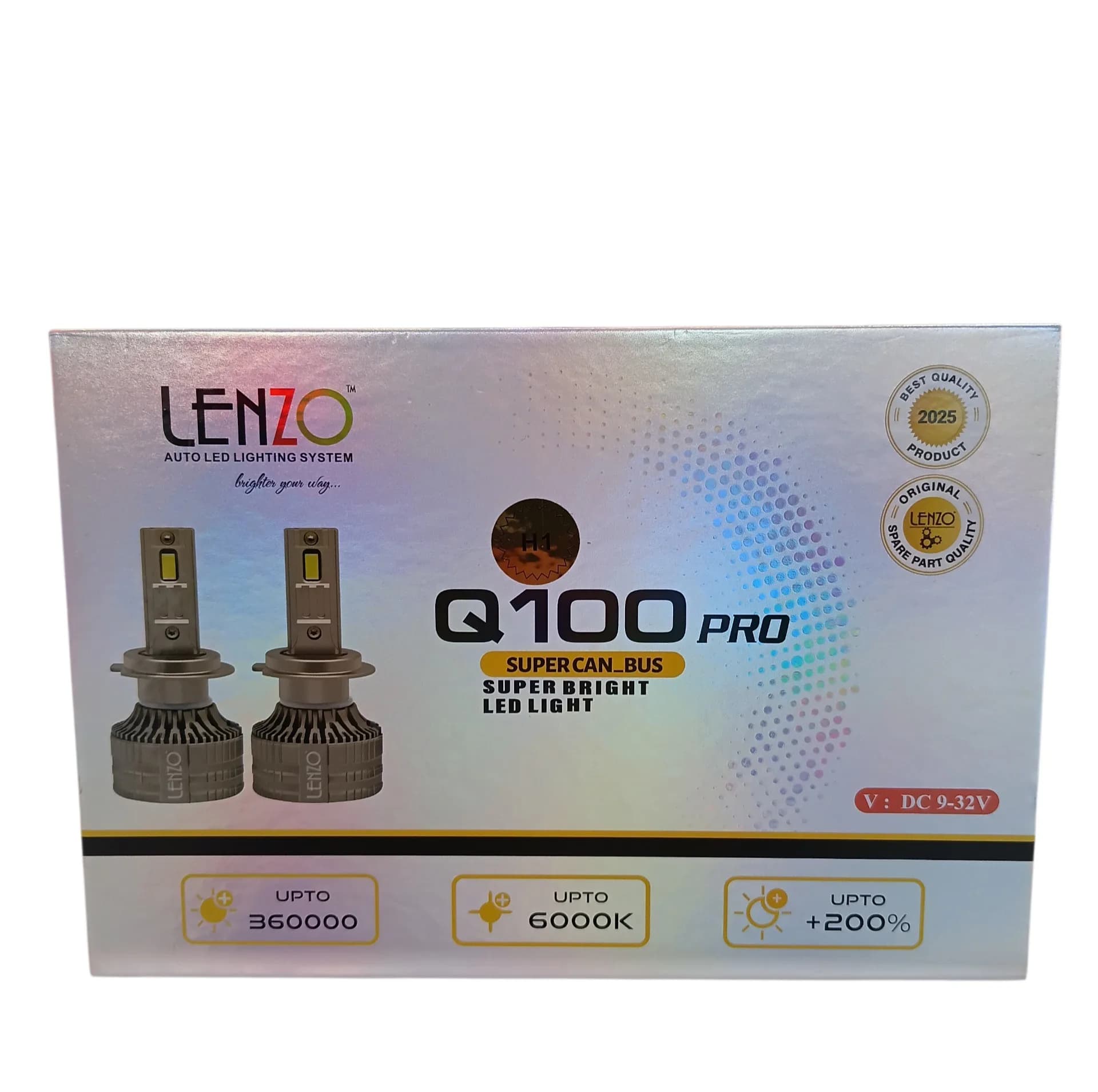 هدلایت لامپ خودرو لنزو مدل Q100 pro پایه H1 بسته 2 عددی — تصویر ۳