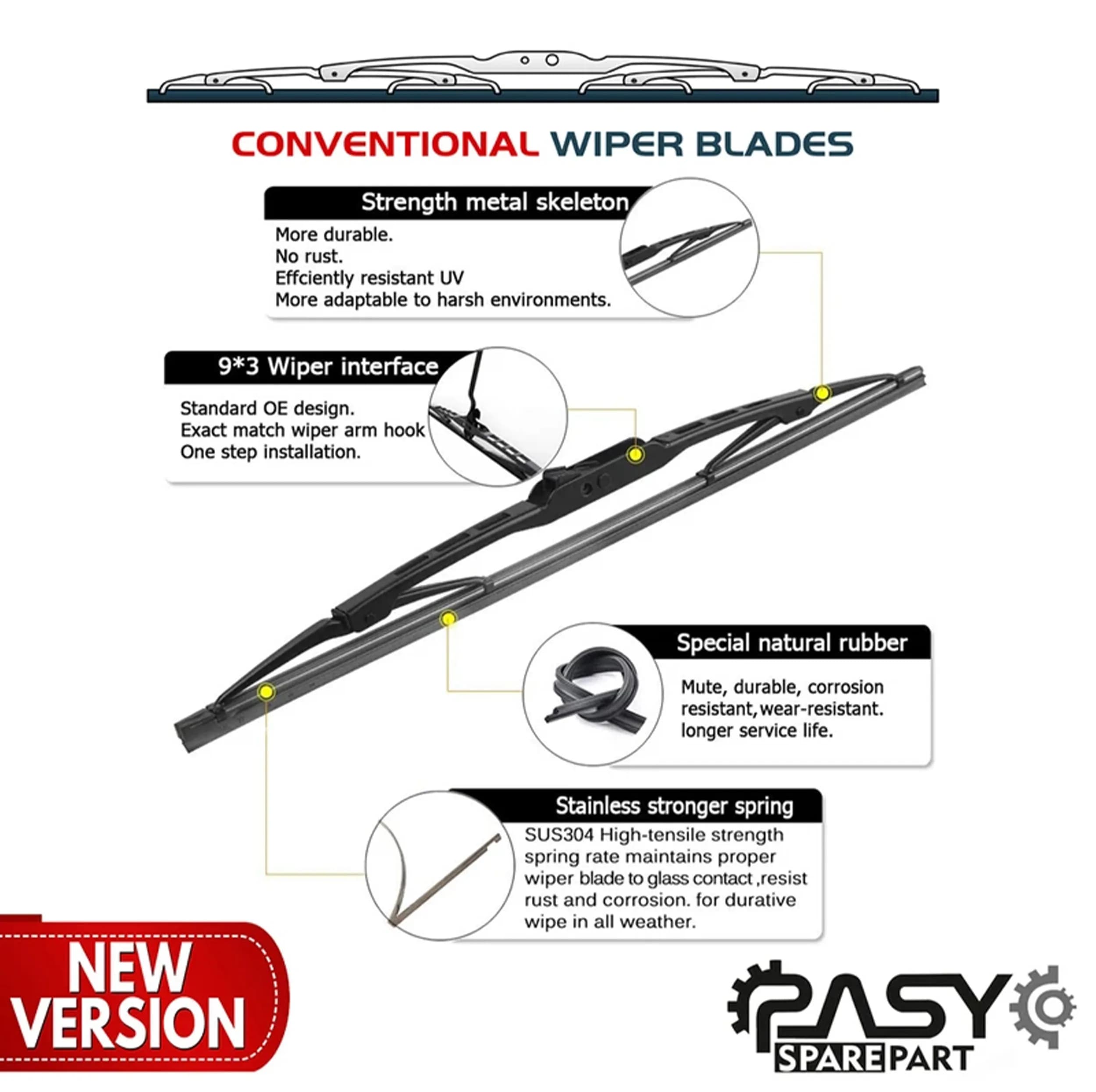 تیغه برف پاککن فلزی پاسیکو مدل P2666 مناسب برای ام وی ام X33 بسته 2 عددی — تصویر ۸