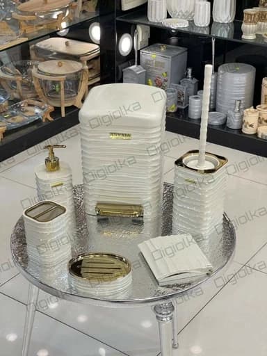 ست سرویس بهداشتی 6 پارچه آنیکسیا مدل پدالی طرح موج کامنا مدل 13144825