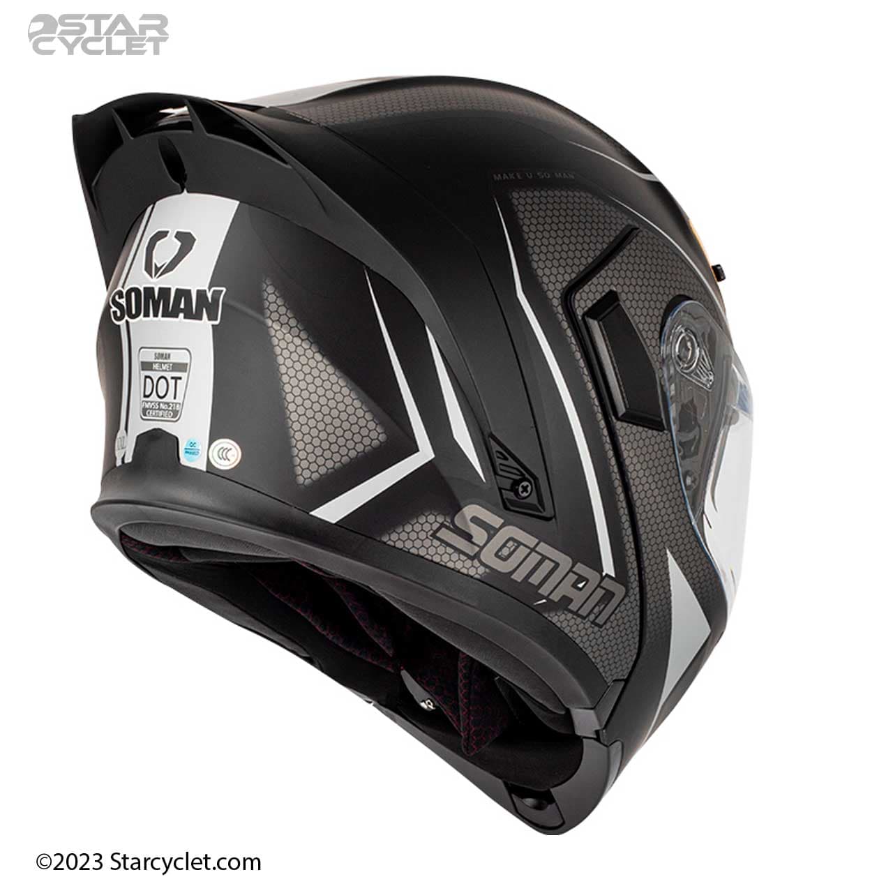 کلاه کاسکت فک متحرک سومان مدل 955 BLACK-GRAY-TRAJECTORI — تصویر ۵