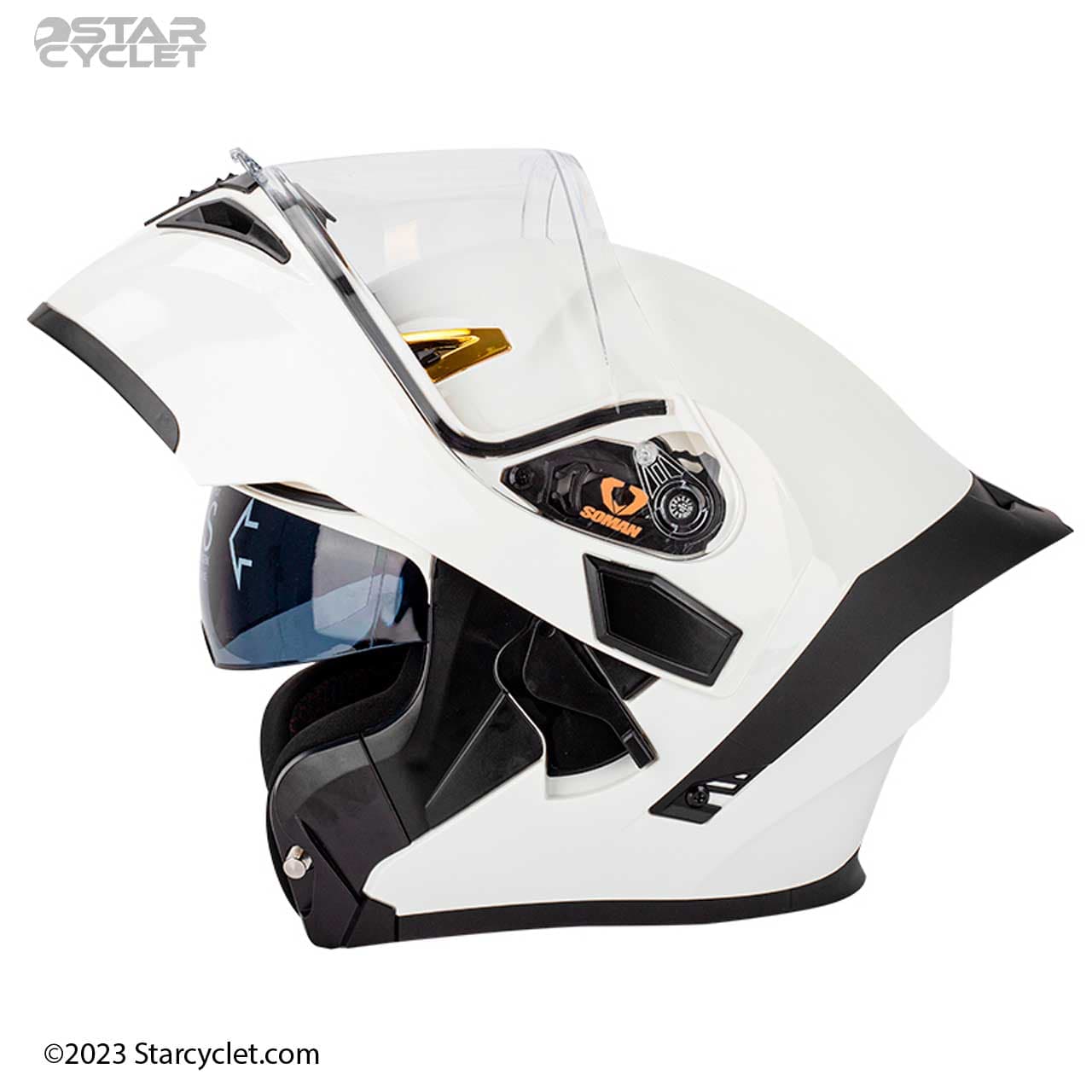 کلاه کاسکت فک متحرک سومان مدل 955 UNICOLOUR-WHITE — تصویر ۳