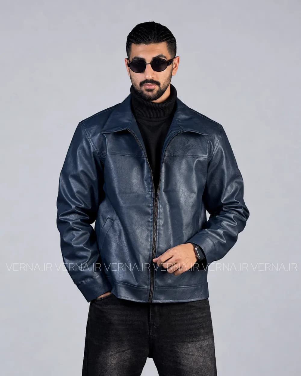 کاپشن چرم مردانه یقه دار ZARA — تصویر ۴