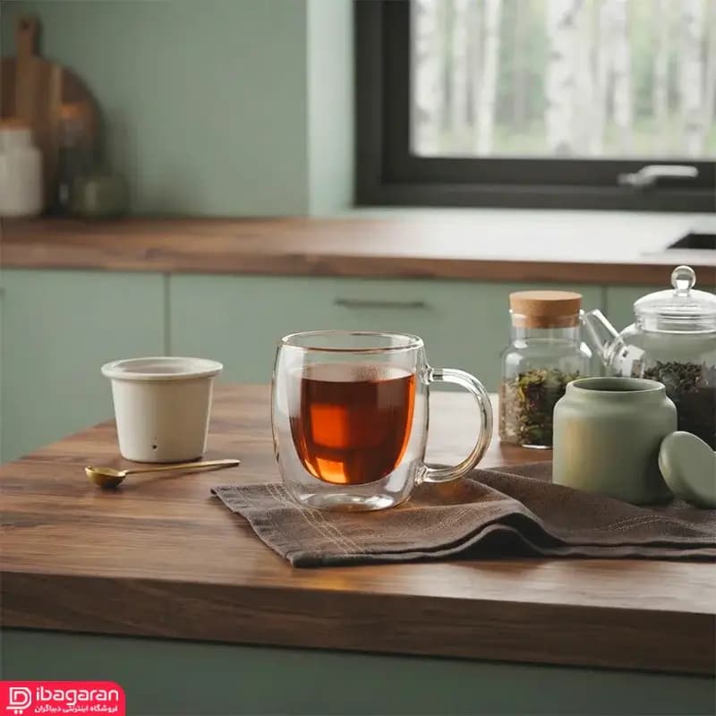 ماگ شیشه ای دوجداره ساده 150 میلی لیتر — تصویر ۵