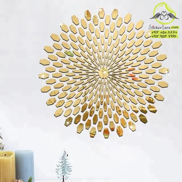 آینه دیواری شش ضلعی
