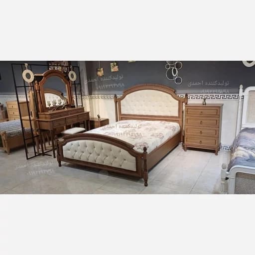 تخت خواب دونفره لمسه خور و میزآرایش و دراور کامنا مدل 13153666