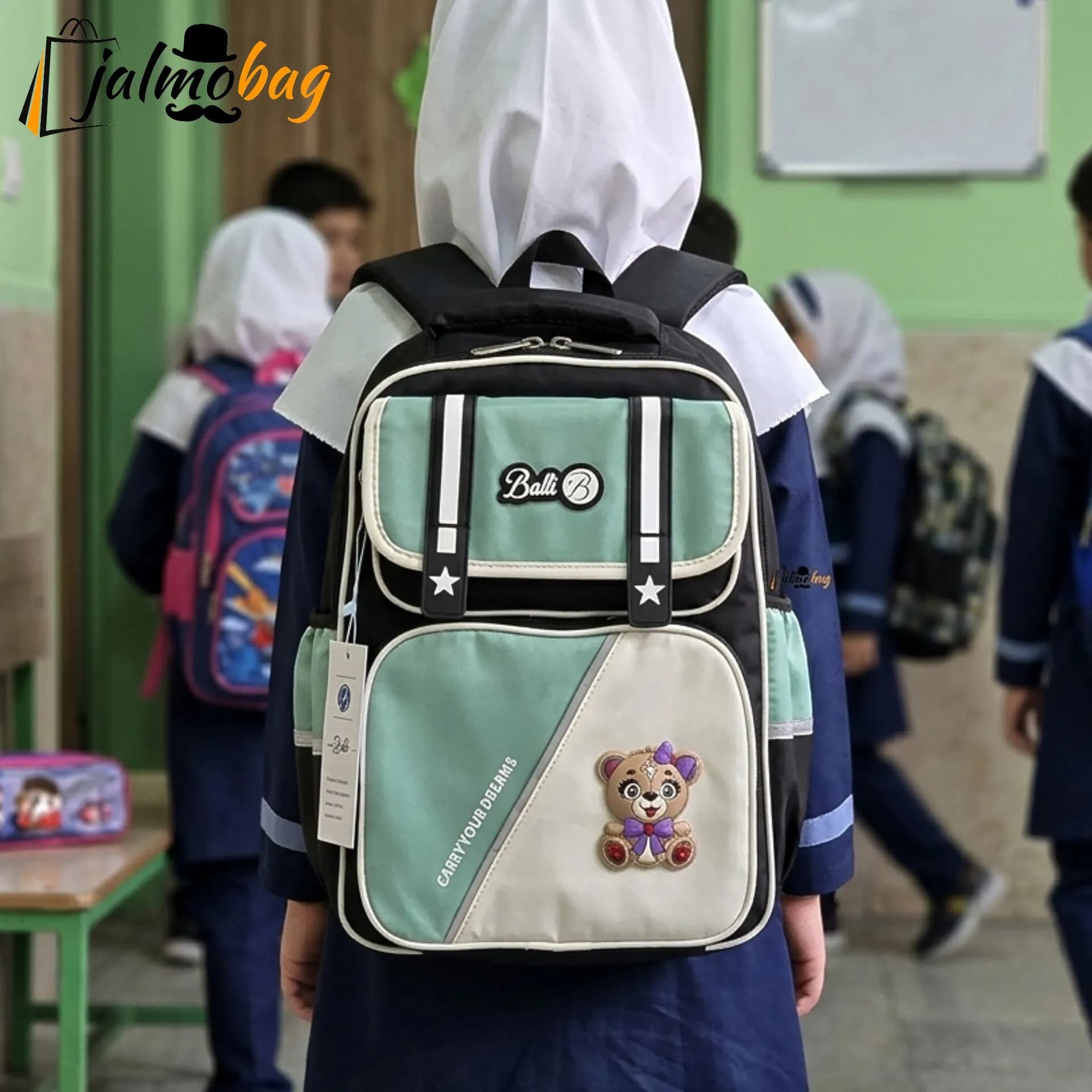 کوله پشتی مدرسه دخترانه طرح تدی برند پرزیدنت وارداتی مناسب پیش دبستانی و دبستان — تصویر ۵