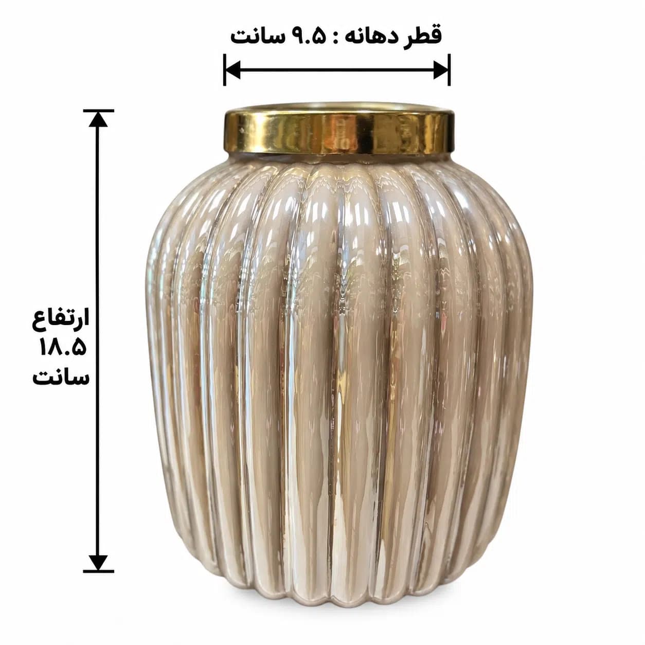 گلدان شیشه ای دکوراتیو رومیزی مدل لاوین — تصویر ۳
