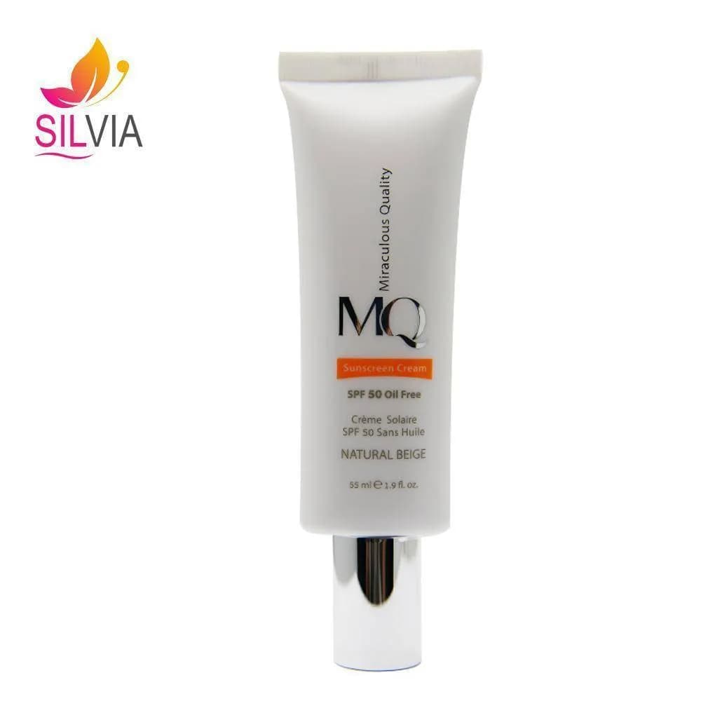 کرم ضد آفتاب فاقد چربی بژ طبیعی SPF50 ام کیو 55 میل
