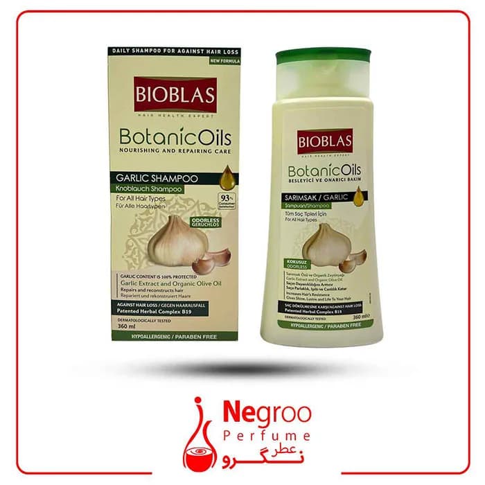 شامپو ترمیم کننده و تغذیه کننده بیوبلاس bioblas حاوی عصاره سیر 360 میل/اورجینال