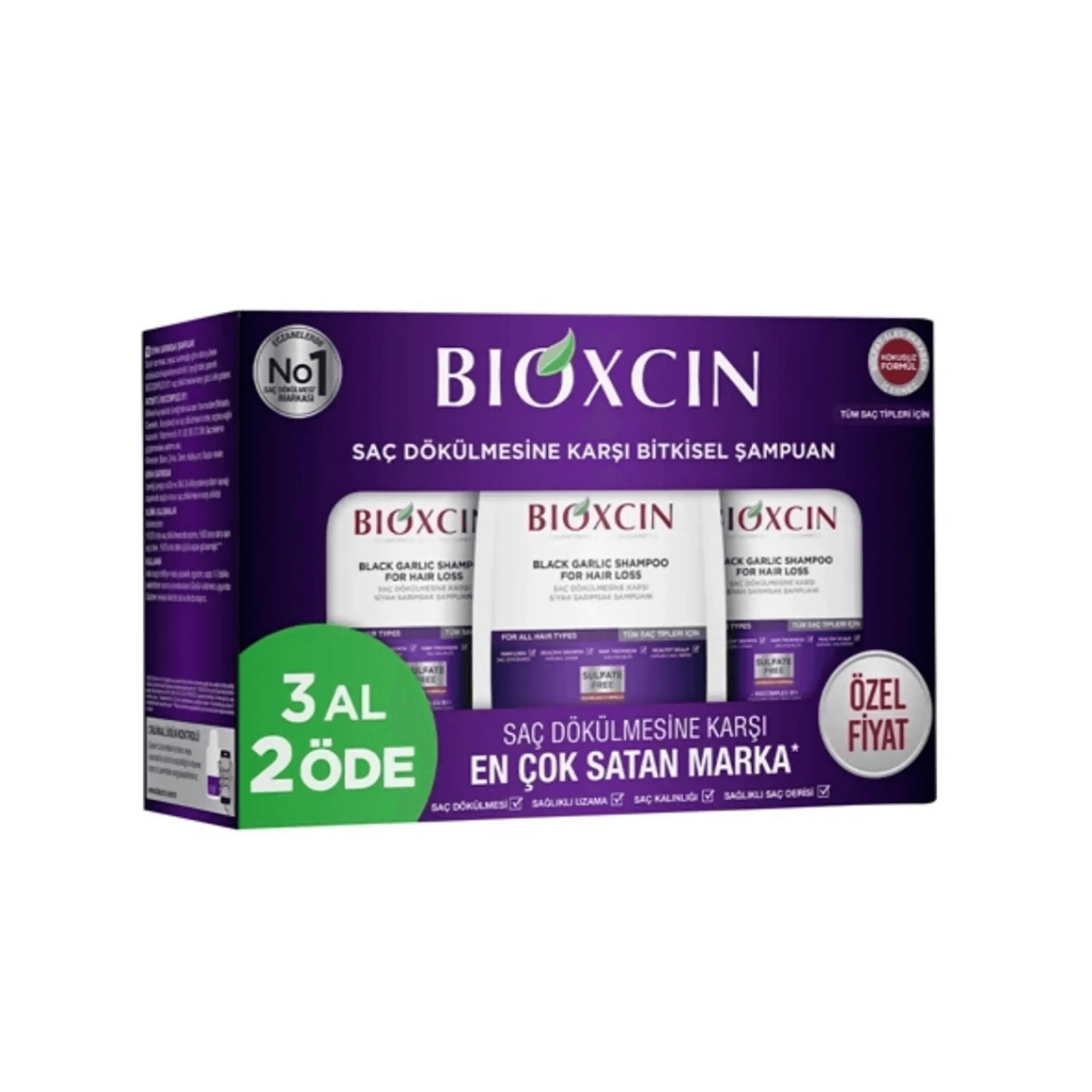 پک 3 عددی شامپو بیوکسین اصل BIOXCIN ضد ریزش و تقویت کننده سیر سیاه